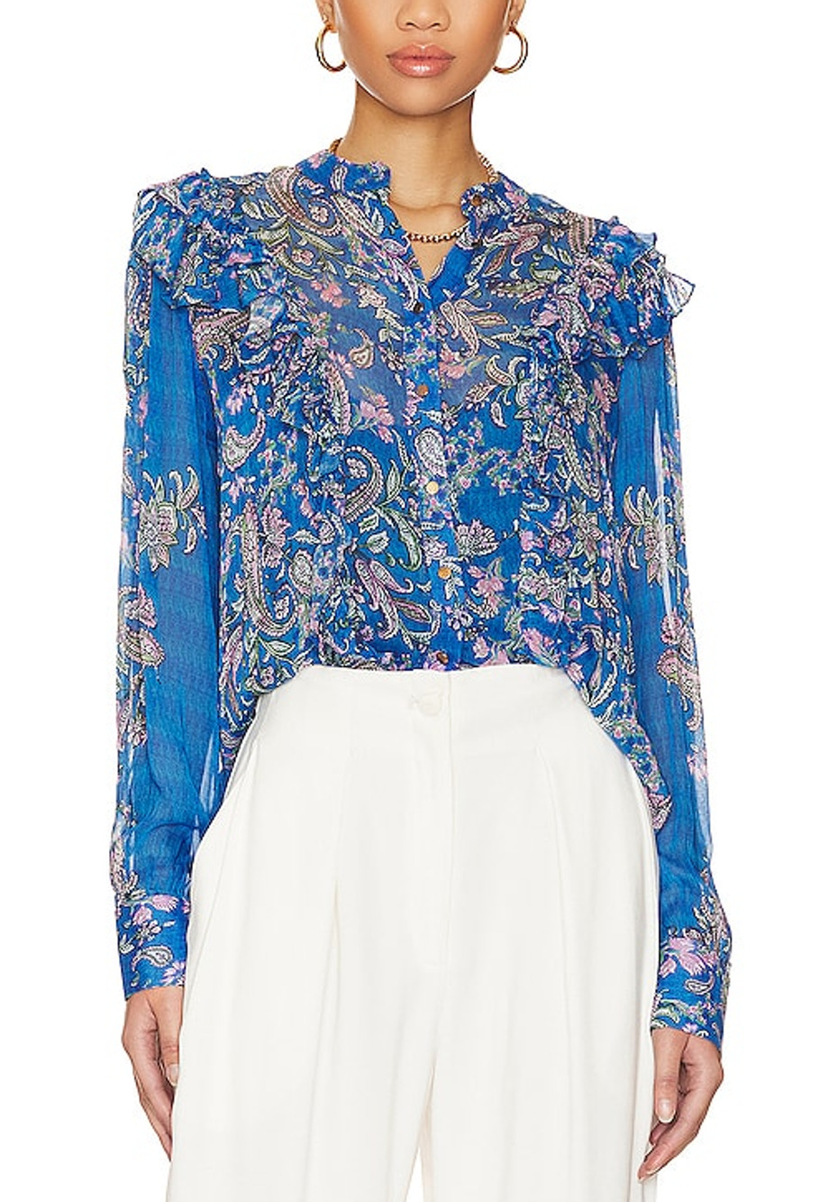 Hemant And Nandita Sheer Cobalt Blue Amyra Blouse Size XXS